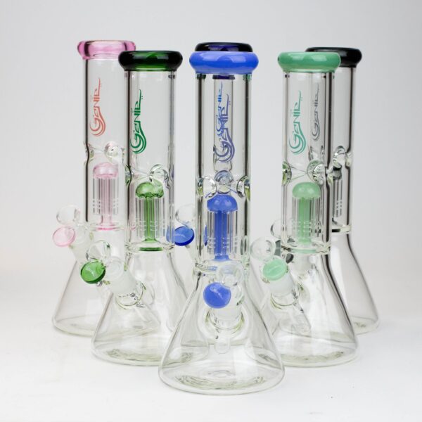 12" Genie-Tree arms color accented glass water bong_0