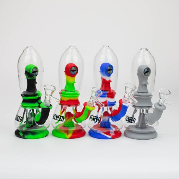 WENEED®- 7" Silicone Monster Double Filter bong_0