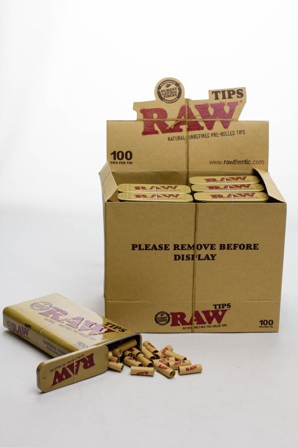 Raw Rolling paper pre-rolled filter tips 100 in a tin case_0